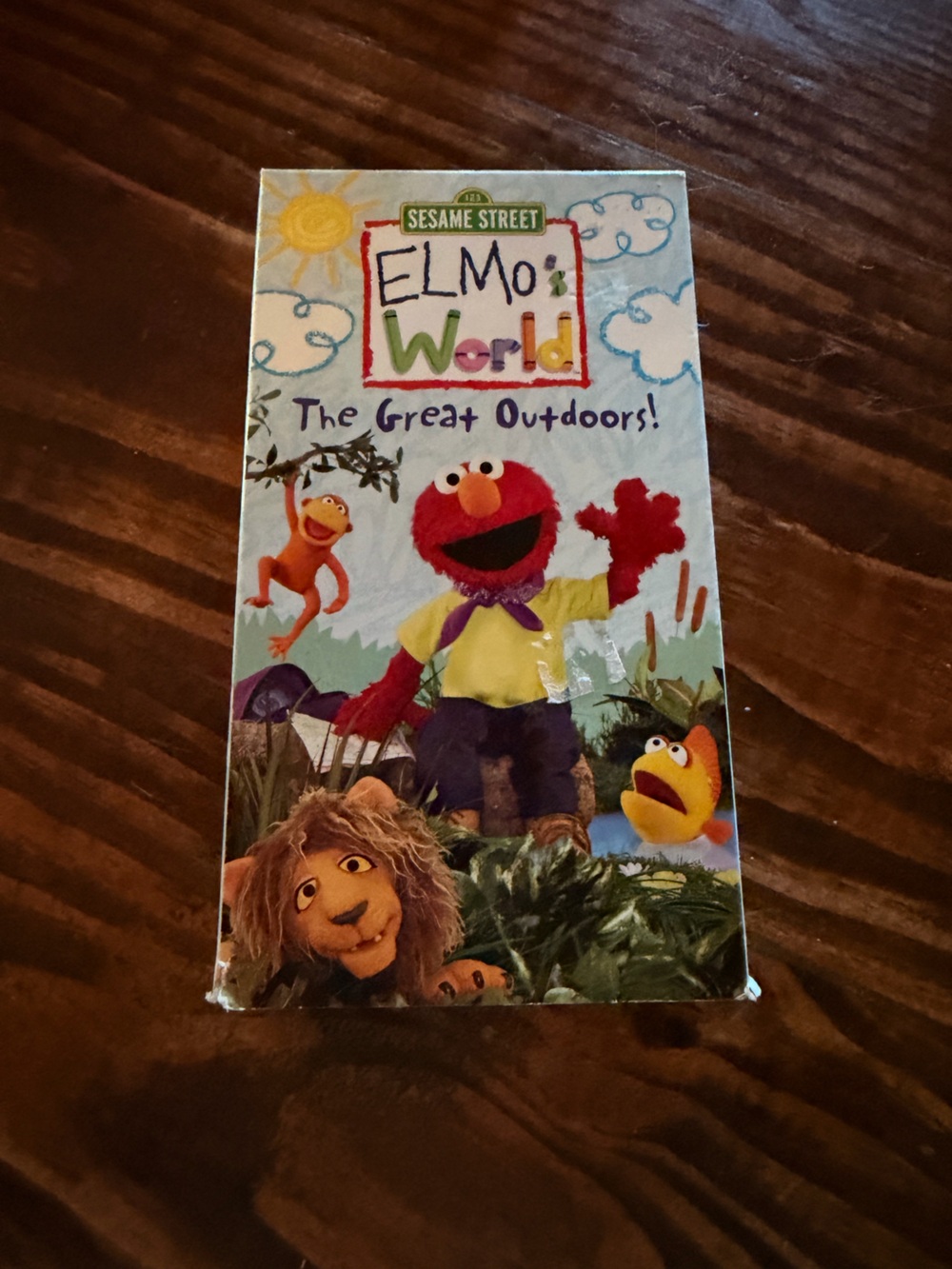 Sesame Street Elmo World VHS Cover - Red, Yellow, Green